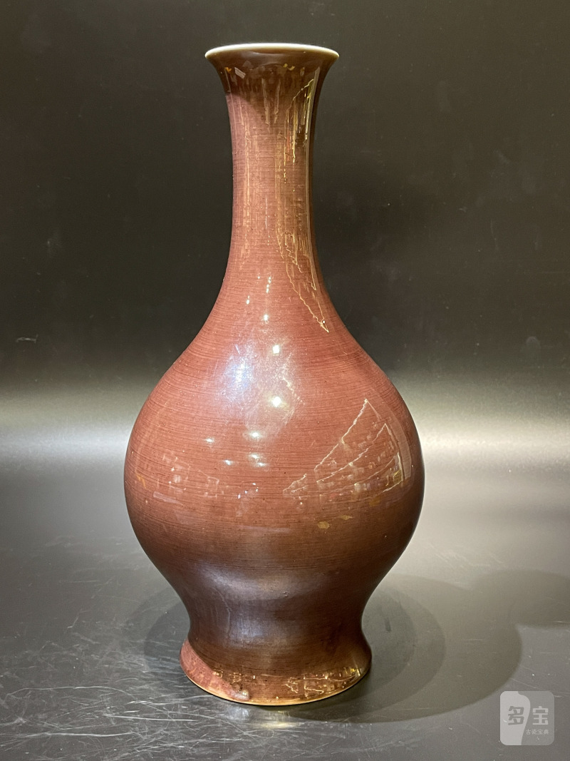清道光 茄皮紫釉橄榄瓶 - 图2